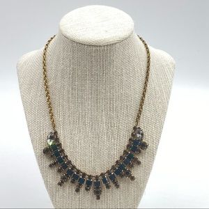 J. Crew Fabulous Teal Stone & Rhinestone Necklace